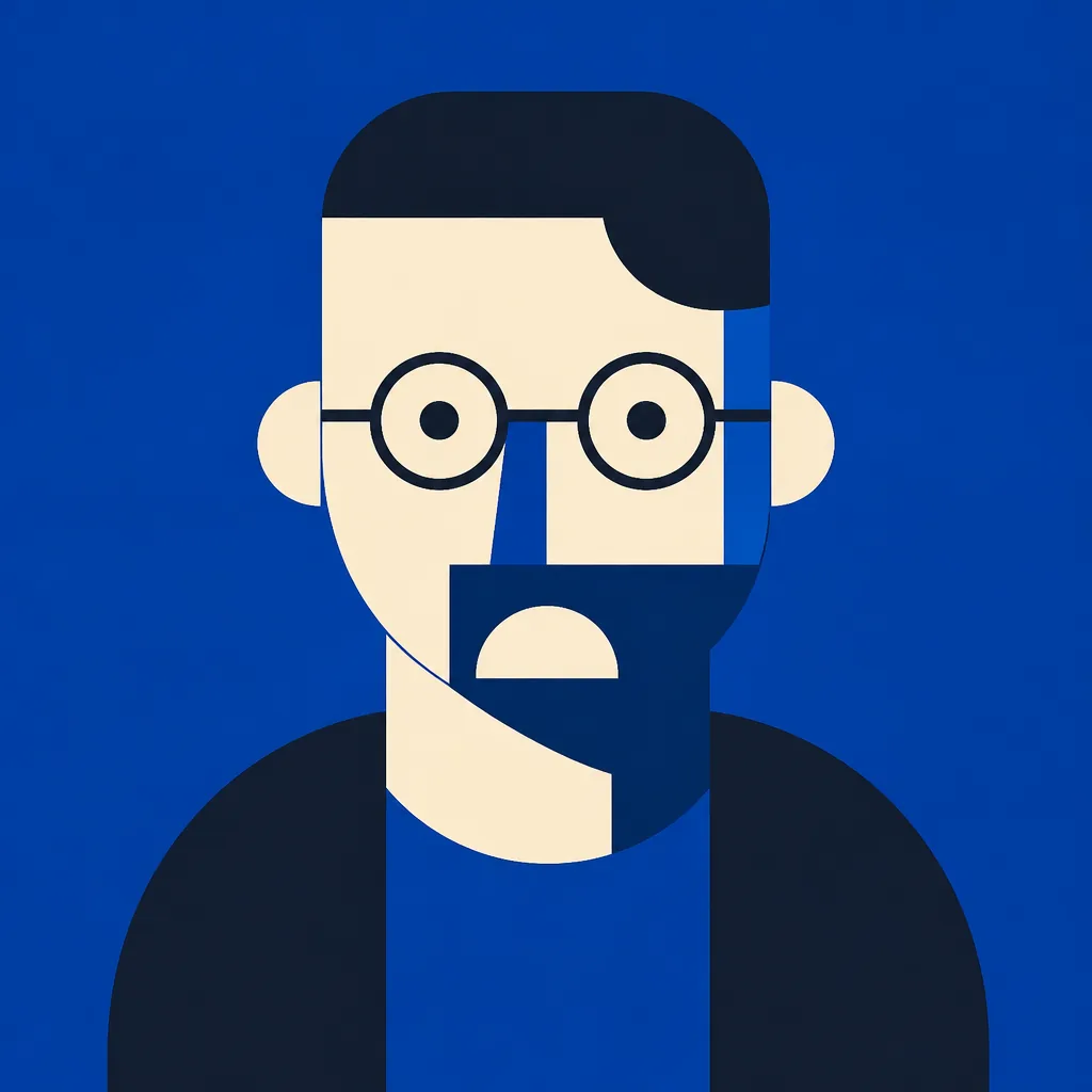 Illustrated flat-geometric portrait of Tomáš Beran