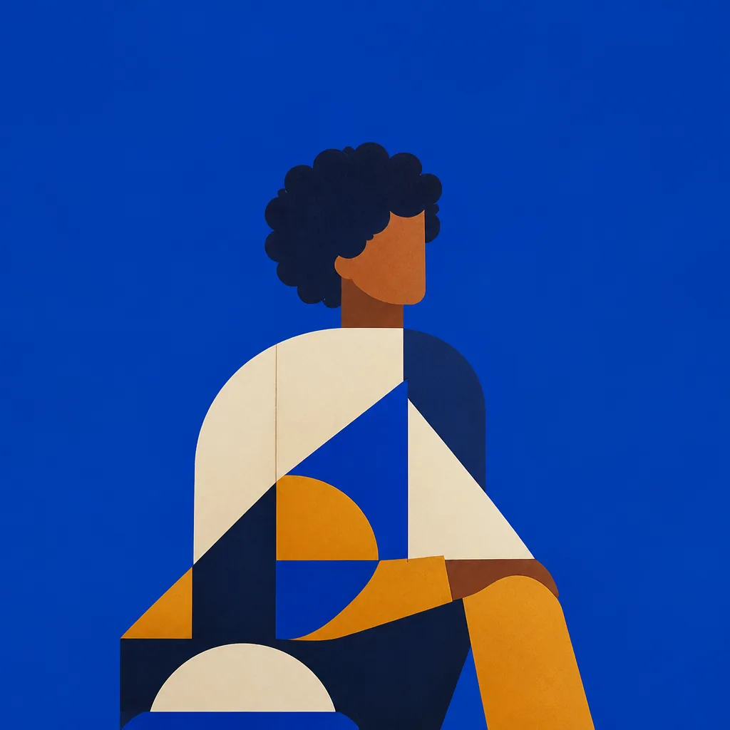 Illustrated flat-geometric portrait of Ada Owusu